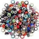 Hicarer 200 pcs 11mm Rhinestone European Beads Diamond Crystal Large Hole Spacer Beads for DIY Rondelle Charm Bracelet Hair Chain Decor Supplies(Mixed Colors)
