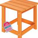 LZRS Square Patio Side Table, Heavy Duty HDPE Outdoor End Table with Wood Texture, Weatherproof Composite Table for Adirondack Chairs, Deck, Pool, Indoor/Outdoor, No Peeling or Cracking(Orange)
