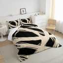 Erosebridal Beige and Black Abstarct Queen Comforter Set for Adult Women Men, Geometric Striped Bedding Set for Minimalists,Graffiti Aesthetic Lines Quilt,Contemporary Boho Modern Art Duvet Insert