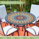 Round Outdoor Tablecloth with Umbrella Hole Waterproof Patio Table Covers Round Fitted Tablecloth with Elastic Zippered Outdoor Table Cloth for Picnic, Camping, Garden