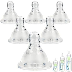 Silicone Nipple for Dr. Brown's Level 4 Narrow Baby Bottle & Glass Bottles, Fast Flow, 6m+, 6 Count