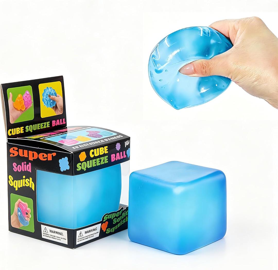 Ice Cube Squishies Stress Balls,Ice Cube Squishy,Squeezable relieves Stress, Suitable for Teenagers and Adults, Party Favor. (Blue)