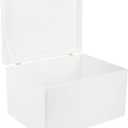 Large White Wooden Box Storage with Hinged Lid | 15.8 x 11.8 x 9.44 inches (+-0.5) | Gift Box for Tool Dog Toy Shoes Clothes Kitchen Storage Document | Wood Keepsake Chest (XXL | No Handles)