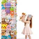 OurWarm Stuffed Animal Storage & Organizer, Heighten PVC Kids Toy Storage Organizer with Elastic Band & Shelf, Stuffed Animal Zoo Holder for Nursery Storage, Kids Room Organization, Playroom Decor