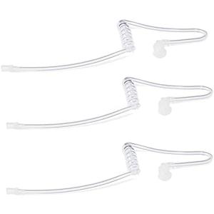 3 Pack Replacement Acoustic Coil Tube Universal Clear Transparent Surveillance Kit for Motorola Baofeng Kenwood Radio Earpiece, Law Enforcement, Police Listen Only Earpiece