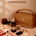 Vogewood Makeup Bag For Teens 16-18, Personalized Makeup Bag with Handle, Initial Double Layer Cosmetic Bag with Makeup Brush Organizer, Cute Cosmetic Pouch for Women, Gifts for Friends Female Mom