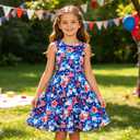 Funnycokid Toddler Girls Patriotic Dress 4th of July Anniversary Sundress USA Independence 4t 5t Memorial Day American Flag Outfit 4-5 Years (S)