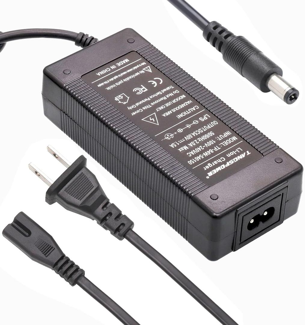 48v Battery Charger 54.6V 48Volt Power Supply Adapter Charger for 48 Volt DC 5.5 Round 13S Lithium Replacement Charge