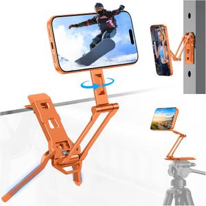 OMOTON TP06 for MagSafe Tripod Hook, 360Rotate Magnetic Phone Tripod for iPhone 17/16/15 Pro Max Air, Fold Phone Stand Selfie Stick with 1/4" Screw, Acra Fits Vlog, Gym, Travel Essentials, Orange