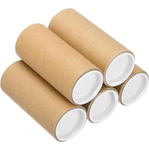 PATIKIL Mailing Tube, (4 x 1.6 Inch, Brown) (5 Set) Kraft Poster Packaging Tube with Caps, Suit for - Shipping Storing Protecting Posters/Artwork Documents/Blueprint