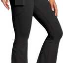 Womens Yoga Pants Women High Waist Waist Athletic Flare Yoga Leggings (Green, L)