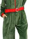 FantastCostumes Women's Fleece Christmas Elf Costume Pajamas Onesie for Adult (Dark Green), S