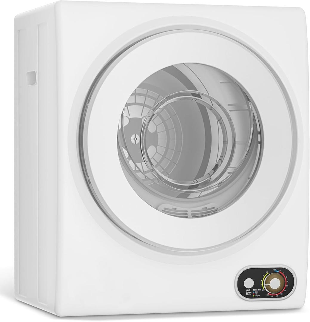 Compact Laundry 120V Clothes Stainless Steel Inner Tub, Electric Machine for Small Space, Apartments, hostels, RVs, 4 Modes Portable Dryer, 1.5 Cubic Feet, Gray