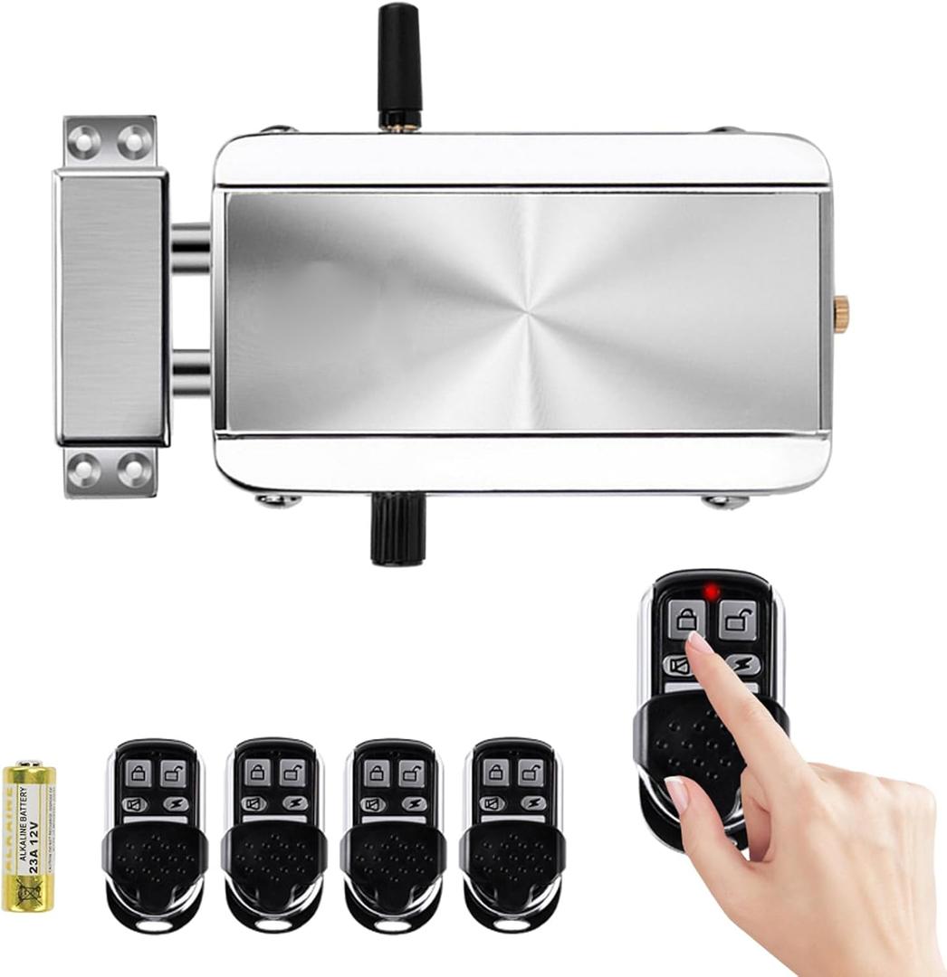 Geevorks Remote Control Electronic Intelligent Door Lock, Smart Wireless,Electronic Deadbolt Anti-Theft Smart Hidden Door Lock,with 4 Remote Control,Keyless Access Control System for Home