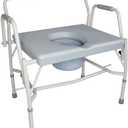 DMI Drop Arm Portable Toilet Commode, Extra-Wide Seat, 500 Pound Weight Capacity, Bucket with Lid Included, Adjustable Legs, Elderly Assistance Products, Grey