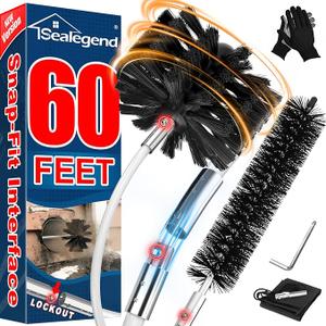 Sealegend 60 Feet Dryer Vent Cleaner Kit/Lint Remover/2×Upgraded Flexible QuickSnap Brush/Fireplace Chimney Brushes for Easy to Use/Works Well with/Without a Power Drill