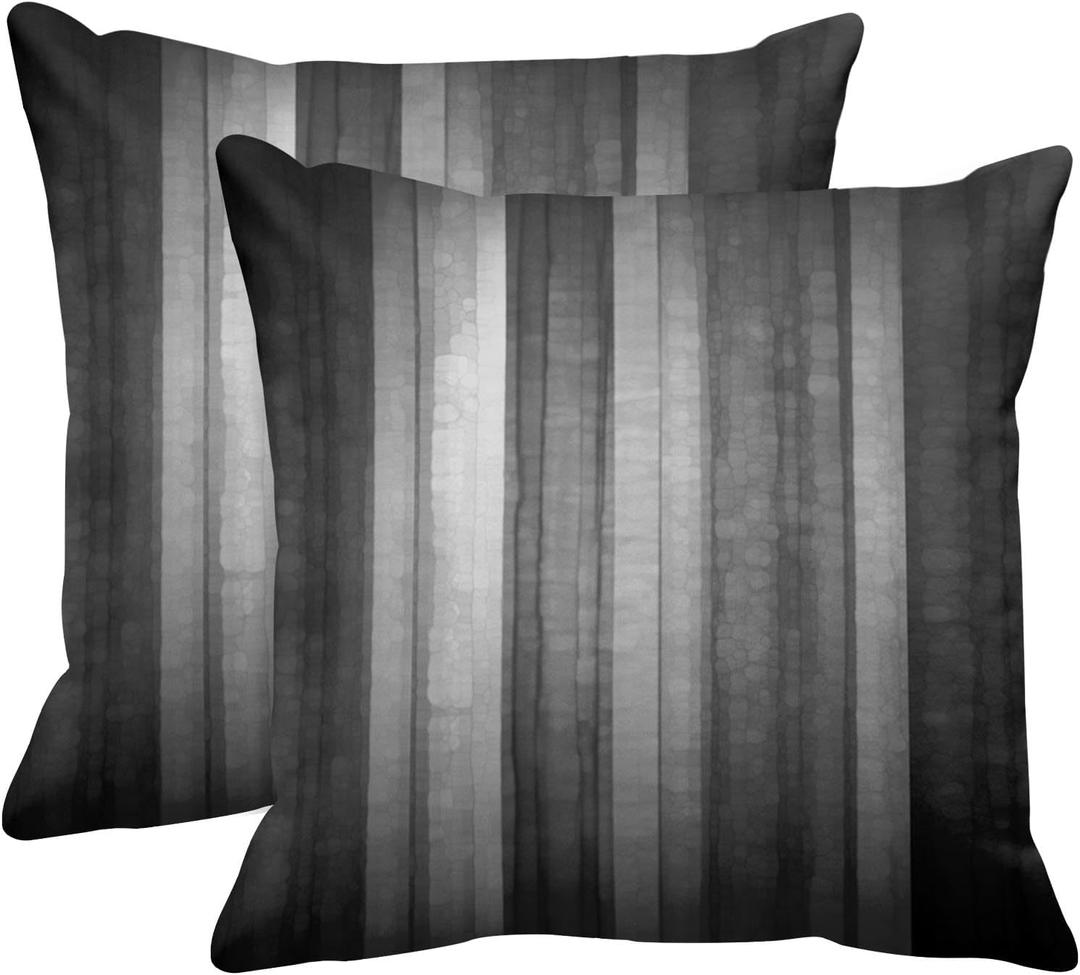 Emvency Set of 2 Throw Pillow Covers 18x18 Inches Black and Grey Striped Design Abstract Glass Texture and Dark Stripe Decorative Polyester Pillow Cases Square Pillocases for Bed Sofa Emvency Set of 2 Throw Pillow Covers 18x18 Inches Black and Grey Striped Design Abstract Glass Texture and Dark Stripe Decorative Polyester Pillow Cases Square Pillocases for Bed Sofa