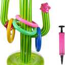 Inflatable Cactus Ring Toss Game Set Target Toss Floating Swimming Ring Toss Includes Cactus,4 Rings for Fiesta Party Accessories Hawaiian Pool Beach Party Decoration Supplies 2 pack