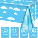 Tatuo Blue Sky White Clouds Birthday Party Supplies Cartoon Story Tablecloth Party Table Cover Cartoon Table Banner for Baby Kids Shower Birthday Decorations, 54 x 108 Inch(8 Pieces)