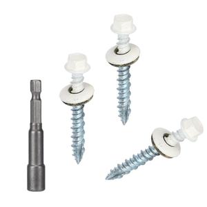 Metal Roofing Screws 10 x 1-1/2 inch, Brite White Hex Head Sheet Metal Roof Screw with EPDM Washer for Corrugated Roofing (250Pcs)