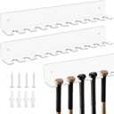 Threehoney 2 Pcs Mini Baseball Bat Holder, Acrylic Clear Baseball Bat Hanger Holder 15 3/8 x 2 x 2 Inch with Top Diameter 0.7-0.8 Inch, 10 Items Display Rack Wall Mount for Sport Souvenir, Collector