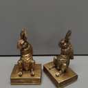 Book Ends for Shelves to Hold Books Hevay Duty,Decorative Bookends for Bookshelf Dcor,Cute Animal Rabbit Book Stopper Easter Bunny Statues for Home, Office Desk, Living Room Decoration,1 Pair (Gold)