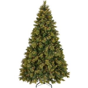 National Tree Company 7.5 ft Pre-Lit Carolina Pine Artificial Christmas Tree, 750 Clear Lights, 1,399 Tips, Includes Stand, Green