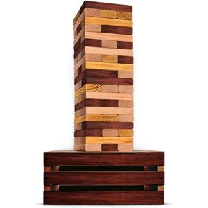 SWOOC Games - Reclaimed Giant Tower Game (Weather Resistant) 60 Blocks + Storage Crate/Outdoor Game Table | Stacks up to 5ft | Giant Outdoor Tower for Adults | Large Yard Activity | Jumbo Lawn Fun
