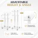 Sintuff Acrylic Podium Stand 47"h Adjustable Height Rolling Podium with Wheels Storage Shelf Rolling Laptop Cart Storage Shelf Portable Lectern Pulpit for Church Classroom Wedding Speech