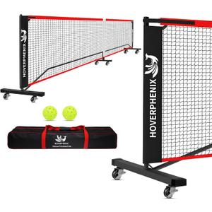 Hoverphenix Portable Pickleball Net for Driveway, 22FT Regularion Size Pickle Ball Net Set for Indoor and Outdoor Use, Weather Resistant Metal Frame