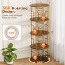Rotating Bookshelf Tower, Spinning Bookshelf, 360 Display Round Bookcase, Floor Standing Corner Revolving Bookcase Organizer Storage Rack for Home Study Office (Gold&Brown, Round 4-Tier)