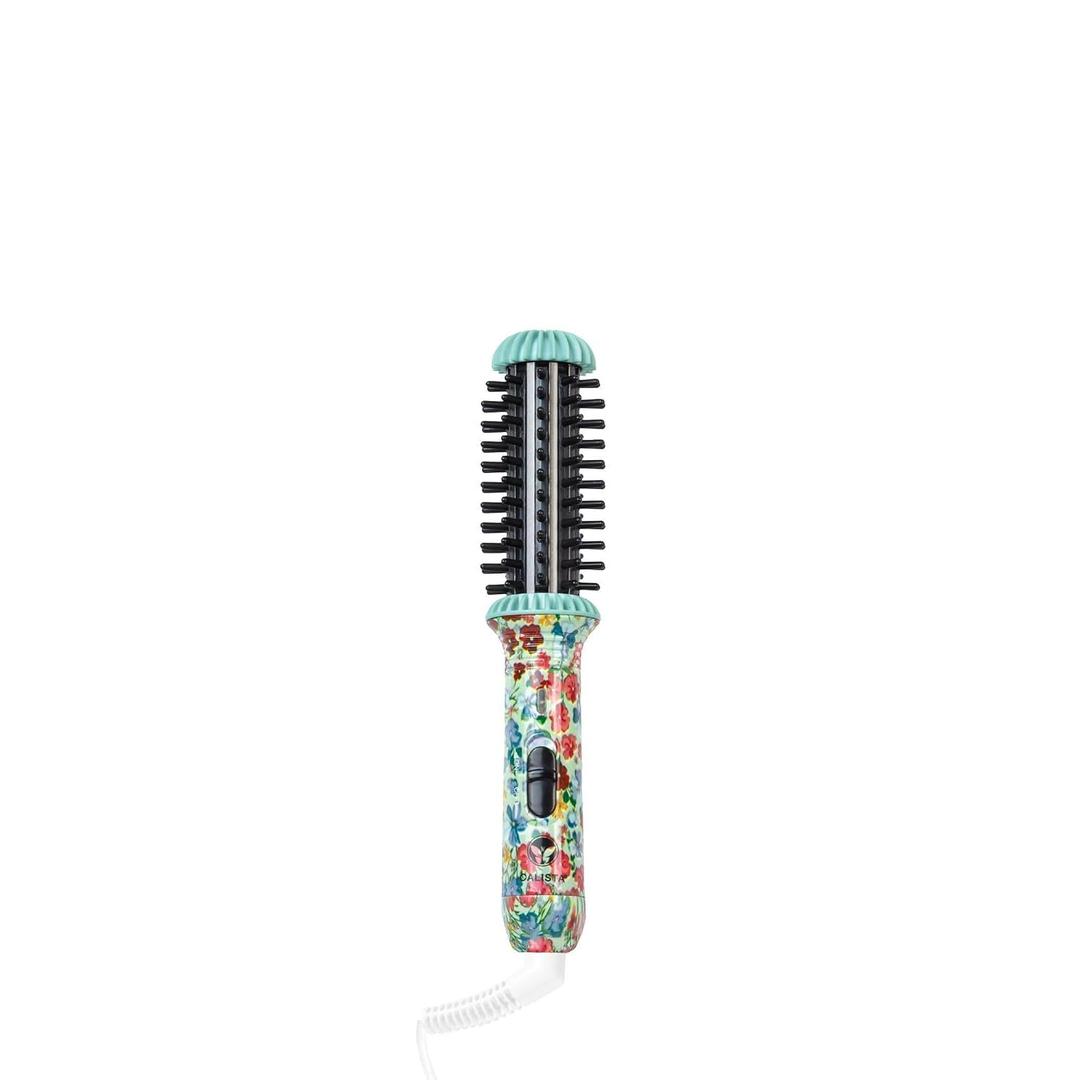 CALISTA GoGo Mini Heated Round Brush | Curl, Touch-Up, De-Frizz, and Style Hair with the Mini 7â€ Styling Tool | Heats to 365Â°F | Perfectly Designed Travel Tool | Dual Voltage (Retro Floral)