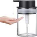 Glass Dish Soap Dispenser, 10 Oz Clear Hand Liquid Bottles with Rust Proof Plastic Pump, Refillable Round Lotion Dispensing for Kitchen Sink & Bathroom Counter