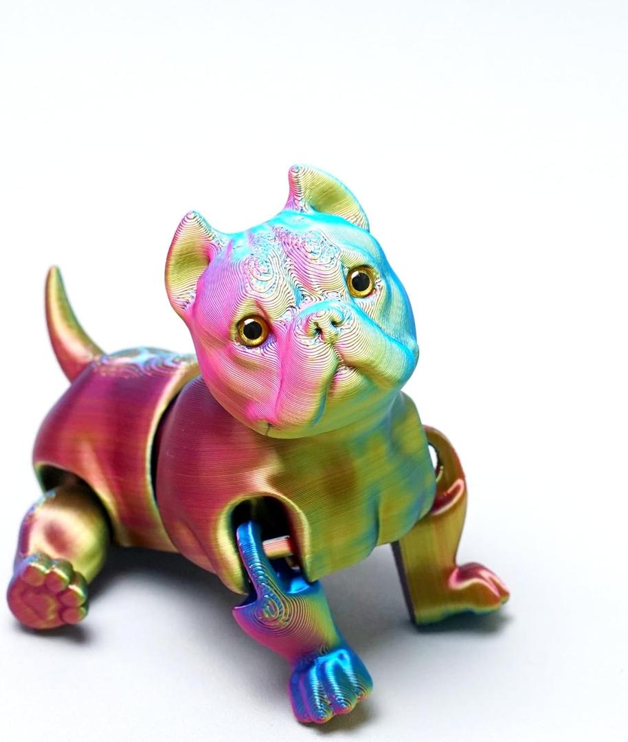 3D Printed Dog Model,Flexible Realistic Articulated Animal Fidget Toys,Mystery Figurines Gifts for Easter,Executive Desk Funny Dcor and Festival Collectible,Easter Basket Stuffers (Yellow)