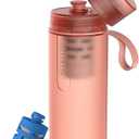 PHILIPS Water GoZero Active BPA-Free Water Bottle with Fitness Tap Water Filter, Sport Squeeze Water Bottle, Lightweight, Blue, 20 oz with Fitness Filter, RED