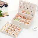 Girls Jewelry Box Earring Holder Organizer for Girls Jewelry Organizer Box Stud Earrings Organizer for Girls Womens Beige Jewelry Box for Earrings and Necklaces Rings Stud Earring Box for Teen (Medium)