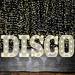 Yoiemivy LED Marquee Letters Light, Disco Party Decorations Disco Sign Silver Glitter Alphabet Shiny Light Up Alphabet Marquee Letter Sign for Bar Holiday Christmas New Year Wedding Party