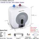 110V-120V 1440-1500W Small Under Sink Tank 2.5 Gallon Water Heater Hot Storage,Mini Instant Electric RV TR Trailer Kitchen Compact,Food Truck 2 PCs 16 Long 1/2FIP Stainless Steel Hose (BI-2.5)