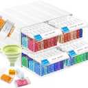 ARTDOT Diamond Painting Storage, 4 Pack Stackable Bead Organizer 140 Slots Individual Containers with Diamond Art Accessories and Tools for Beads Nail Pill Rhinestones Seed