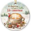 4 x Coffee Cup Christmas Ornament 2025 - Funny Latte Ornaments for Christmas Tree, Coffee Ornaments for Women Men, for Friends Coworkers Neighbors
