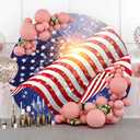 7.2ft American Flag Round Backdrop Cover, Flannel 4th of July Circle Backdrop Cover, Birthday Patriotic Veterans Party Chic Circular Arch Cover YMBXTPH301