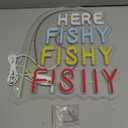 Funny Here Fishy Neon Sign Dimmable Fish Neon Light Wall Decor for Fishing Gear Store,Game Room, Man Cave Gift Art for Fishing Enthusiast-15.75 x 12IN-USB Powered-Acrylic