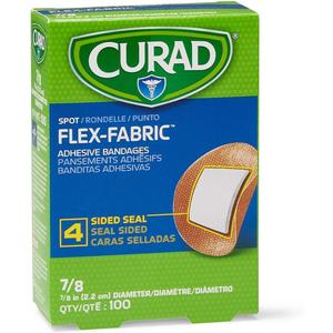 Curad Flex Fabric Spot Adhesive Bandages, Bandage Diameter is 7/8" (Box of 100)