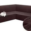 Arfntevss Velvet Sectional Couch Covers L Shape Stretch Sofa Cover Extra Corner Sectional Slipcover Set Magic Thick U Shaped Sofa Covers Living Room Soft Furniture Protector (Dark Brown, X-Large)
