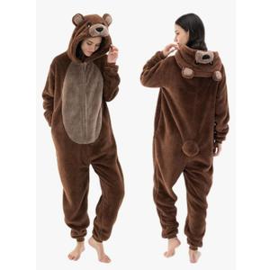 Snug Fit Unisex Adult Onesie Pajamas, Flannel Animal Cosplay One Piece Halloween Costume hooded Sleepwear Homewear, XL