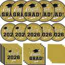 Graduation Party Plates and Napkins Gatherfun Graduation decorations 2026 Gold Disposable Paper Plates Luncheon Napkins Cocktail Napkins for Congrats Grad Party Decorations, Serve 50