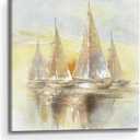 arttitue Sailboat Canvas Ocean Wall Art: Sailing Boats Painting Picture Hand Painted Nautical Seascape Print Decor Sea Artwork for Bedroom Living Room Sailboat, 24"L x 24"W