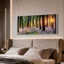 Lavender Forest Canvas Wall Art: Landscape Framed Picture Modern Violet Woodland Painting Sunset Scenery Artwork Prints Decor for Bedroom, 40"L x 20"W