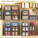 12 Pack Clear Shoe Storage Organizer with Magnetic Door, Stackable Plastic Shoe Boxes for Sneakers, Boots, and Heels, Space-Saving Foldable Shoe Rack for Closet, Durable Shoe Cabinet Organizer, Black
