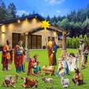 14 Pcs Christmas Outdoor Nativity Scene Set Large Nativity Lawn Sign 51" Tall Manger Scene Outdoor Holy Family Yard Decoration PVC Weatherproof for Christmas Xmas Outside Yard Lawn Decor